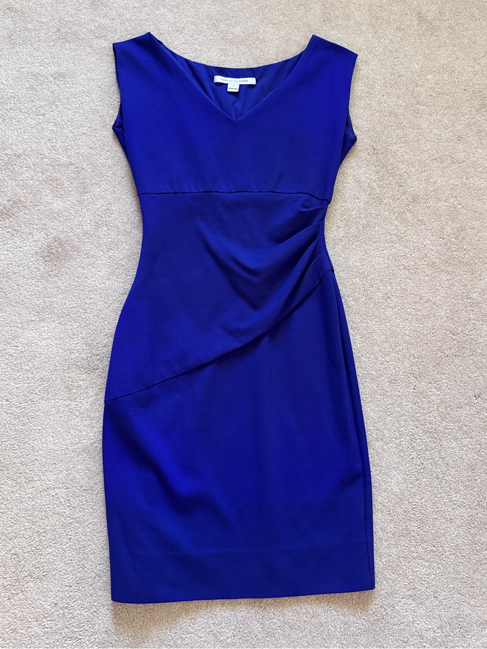 Diane Von Furstenberg Royal Blue V-Neck Ruched Sheath Dress - Women